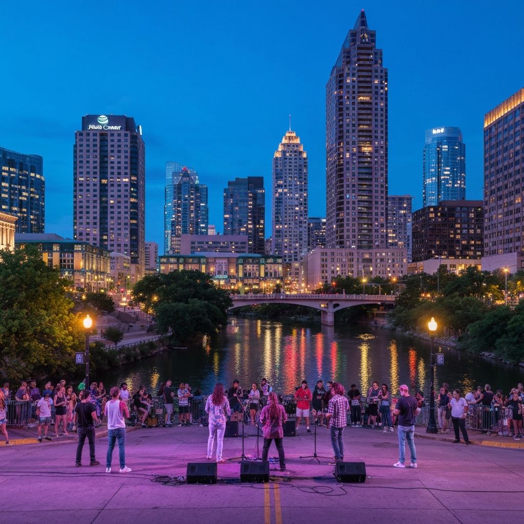 The Austin skyline at dusk